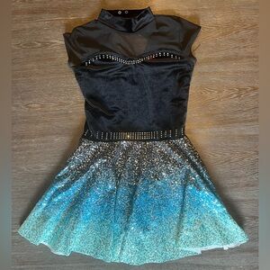 Black and Blue Sequin Dance Costume